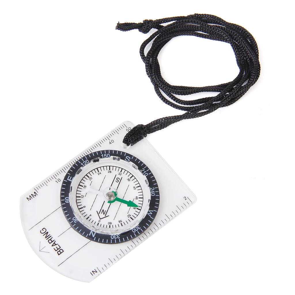 Plastic Camping Compass With Baseplate Map Reading Neck Strap Boating Hiking Outdoor Night Fishing Flying Backpacking Skiing