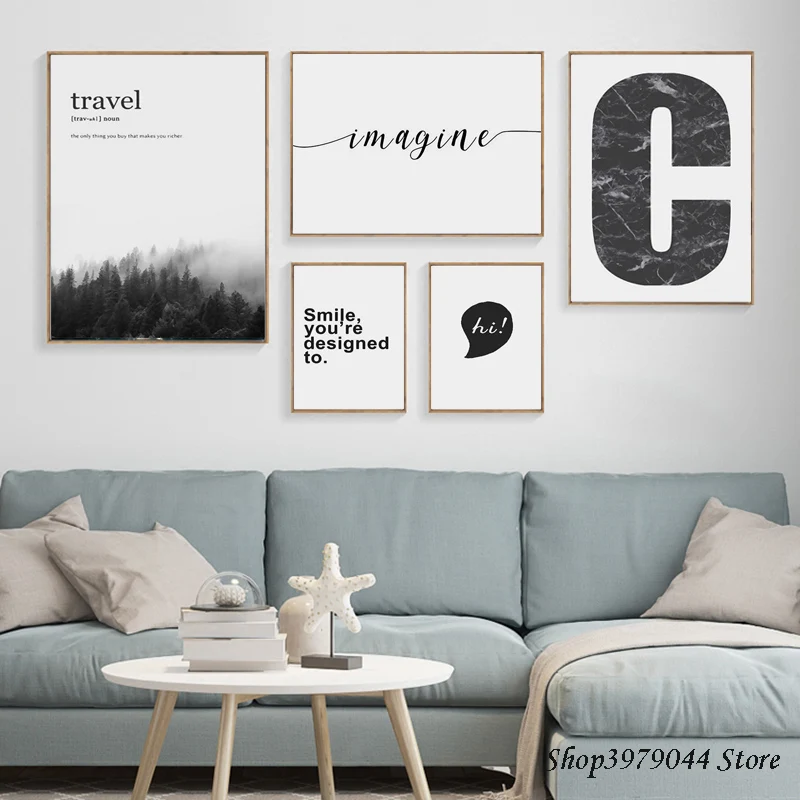 

Poster Black And White Decoration Home Picture Landscape Painting Forest Canvas Painting Wall Pictures For Living Room Unframed