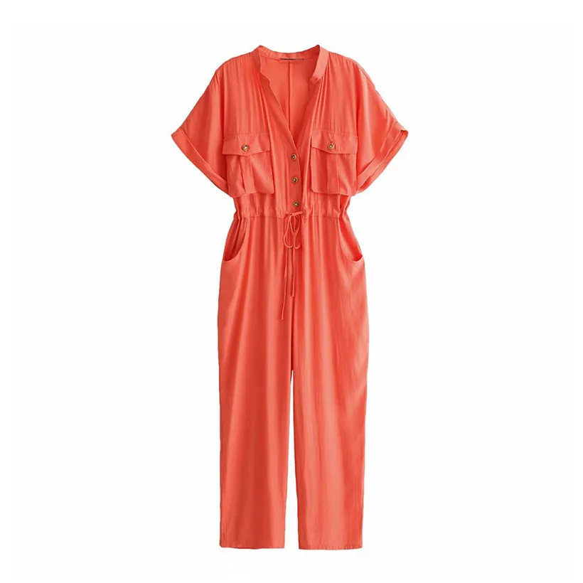 

BLSQR Women Solid Jumpsuit Romper Short Sleeve drawstring Pockets 2019 Lady Jumpsuit Sexy Female Streetwear Overalls