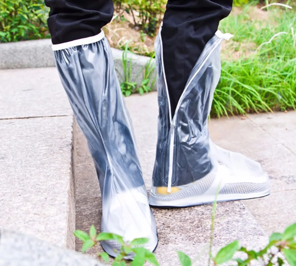 White Rain Snow Zippered Outdoor Protective Gear Rain Long Boots Shoes