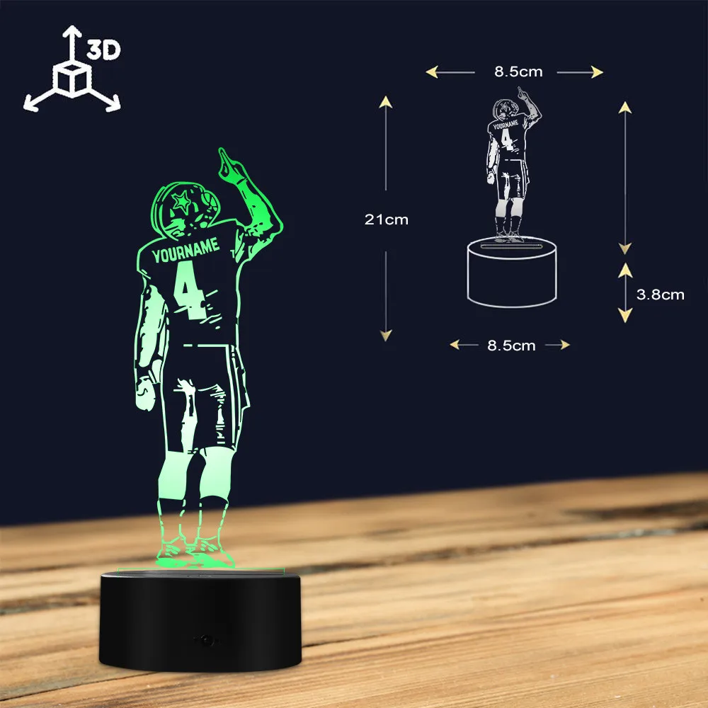 Игрок в американский футбол креативная Настольная лампа с 3D оптической иллюзией