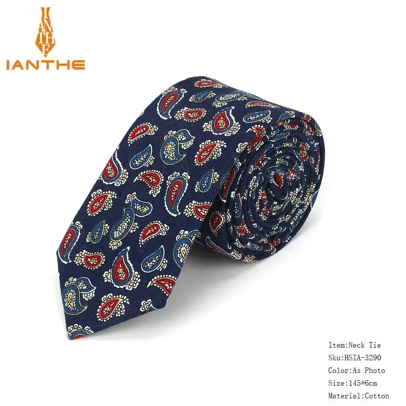 Хлопок, мужские цветные галстуки с принтом пейсли для шеи, узкий галстук, тонкие узкие галстуки, узкие толстые Галстуки - Цвет: IA3290