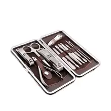 12pcs/set Nail Art Manicure Tools Set Nails Clipper Scissors Tweezer Knife Utility manicure Sets + Stone Pattern Case For Nail