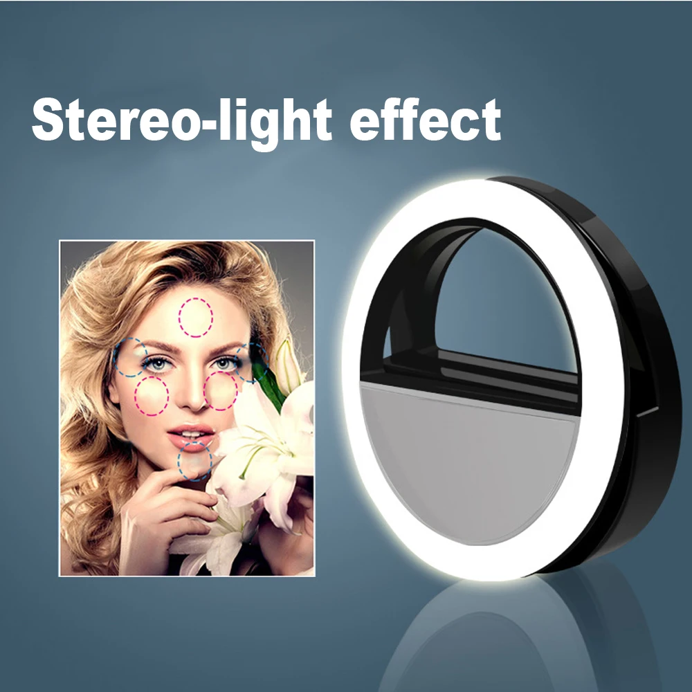 

KOMERY Universal LED Self-timer Ring Flash Light Luminous Ring-shaped Clamp Portable Phone Flash No Need To Charge