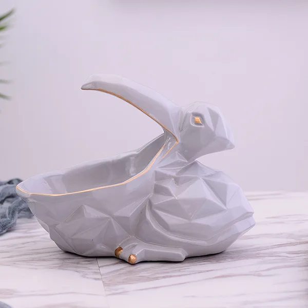 Творческий Nordics Lucky Dog Геометрическая скульптура животного орнамент стол Конфета блюдо ключ хранения предметов украшения дома аксессуары - Цвет: grey bird