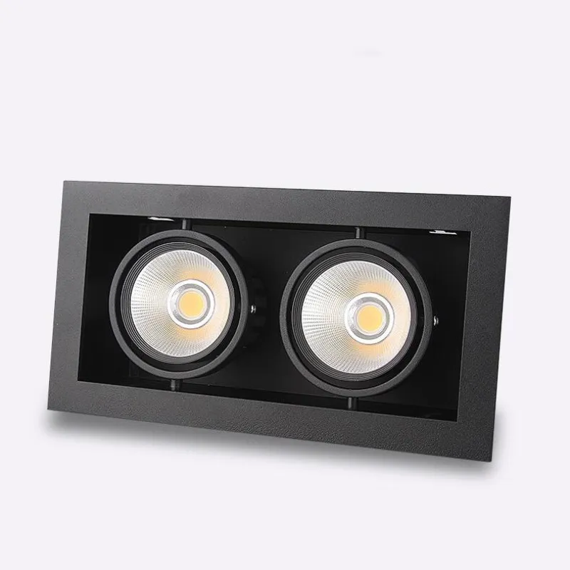 

Double COB Led down lamp 10W/20W/30W LED ceiling grille lamp double COB down lamp AC110-240V White Silver Black shell