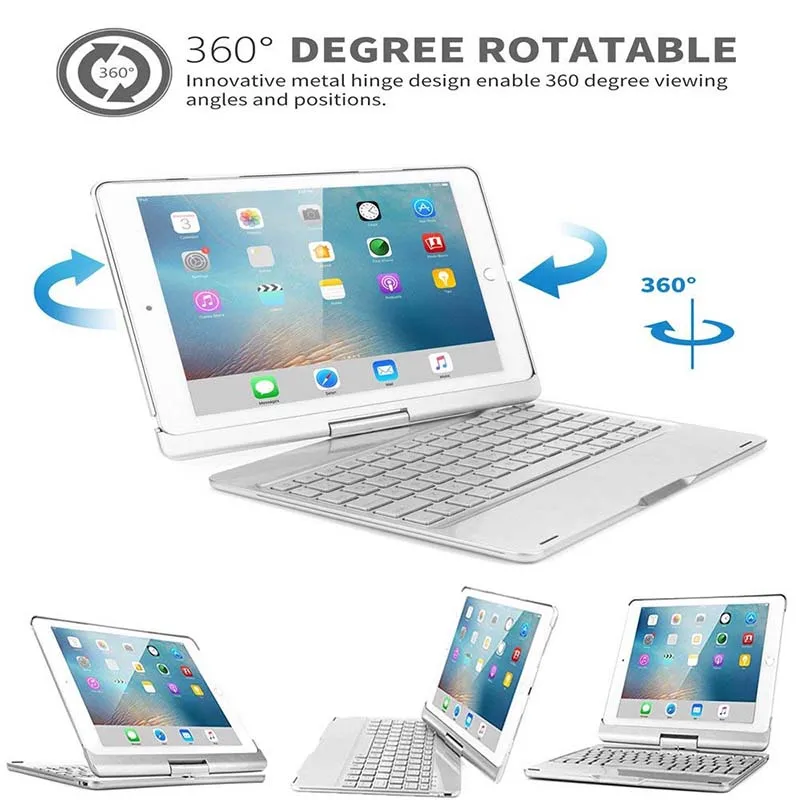 

Wireless Bluetooth Keyboard Case and Cover with 360 Degrees Rotate Folio Slim Smart Keyboard Case For iPad Pro 10.5