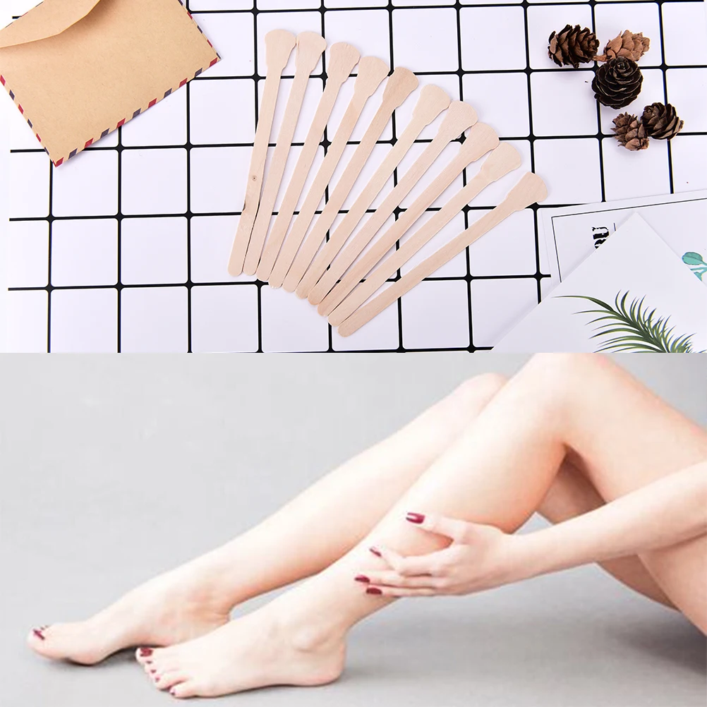 10 Teile/paket Körper Haarentfernung Stick Wachs Waxing Einweg-sticks Schönheit Kulturbeutel Kits Holz Zungenspatel Spachtel Bambus-sticks