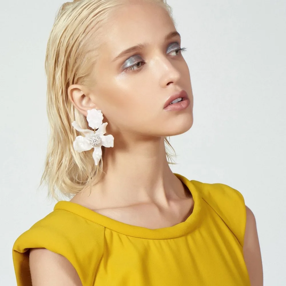 

Dvacaman Big Flower Earrings for Women Candy Color Floral Resin Drop Dangle Earrings Girls Cute Jewelry Korean Accessories Gifts