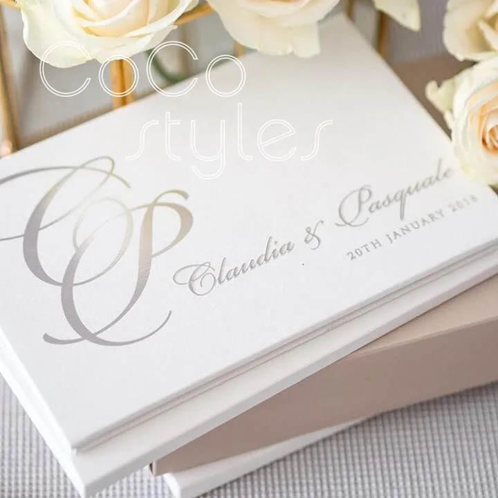  Cocostyles diy stunning white rectangle hard cover gold foiling wedding invitation card for talente - 32878456047