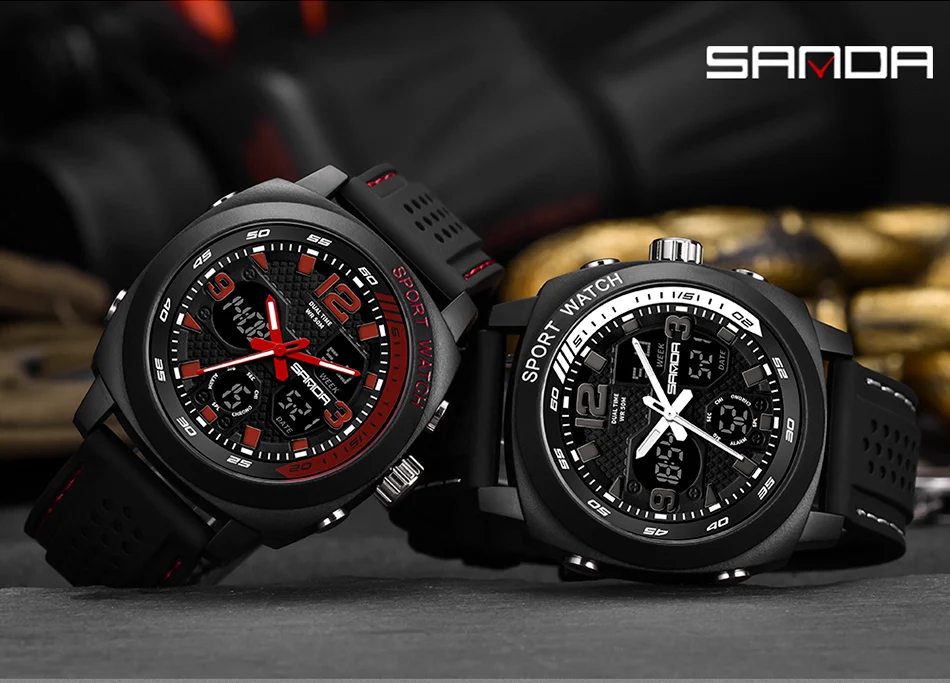 Мужские часы бренд SANDA спортивный дайвинг светодиодный дисплей наручные часы модный силиконовый ремешок часы мужские Montre Homme Relogio#790
