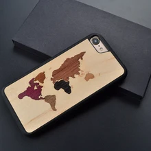 Карта мира Сращивание Ретро уникальный чехол для телефона из натурального дерева для iPhone 6 S 7 8 plus X Деревянный чехол для huawei P 10 plus