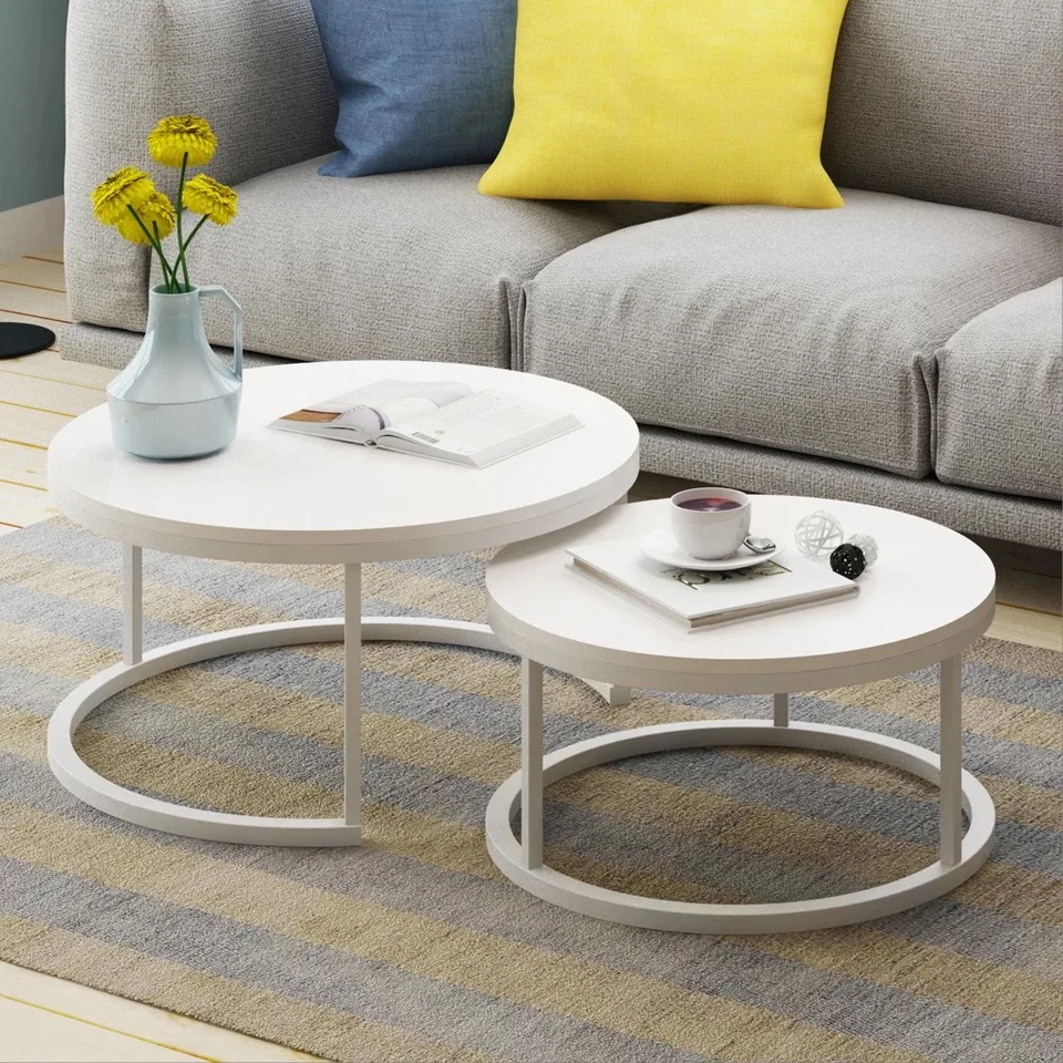 Steel Wood Nordic Style Home Wooden Coffee Table creative small apartment simple living room combination side mini round Steel Wood Nordic Style Home Wooden Coffee Table creative small apartment simple living room combination side mini round