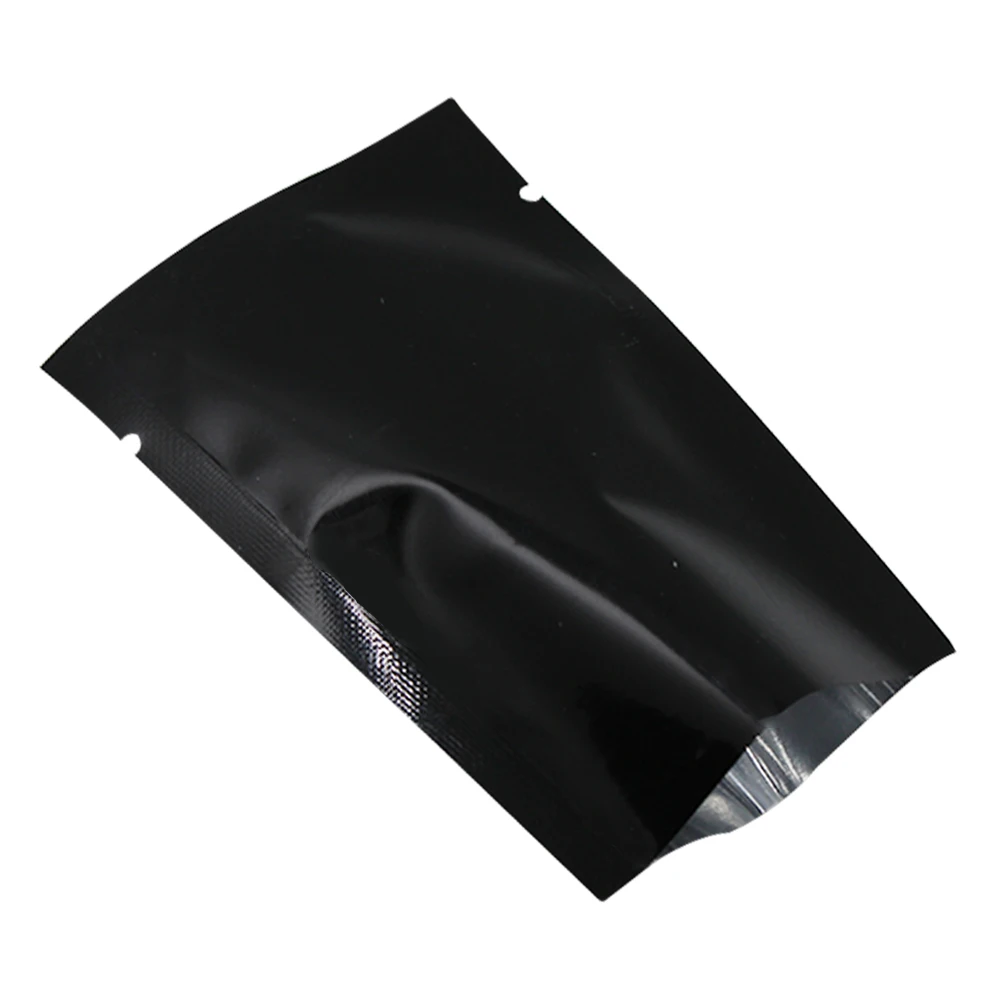 

12*18cm Black Open Top Aluminum Foil Bag Heat Seal Vacuum Food Bag Mylar Plastic Packing Pouch For Coffee Sugar Storage Package