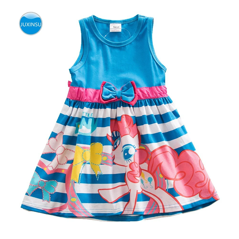 JUXINSU/платье для малышей; платье без рукавов для девочек; хлопковая одежда для маленьких девочек с принтом «Маленький Пони»; летнее платье с рисунком; SH5698