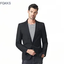 FGKKS мужские модные блейзеры мужские высококачественные однотонные приталенные костюмы для мужчин деловые Повседневные Удобные пиджаки