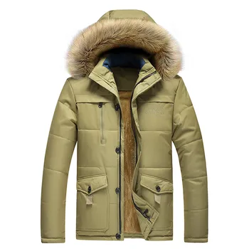 

2018 new arrival free shipping Men's Winter Medium Length Zipper Plus Size Thickened Hooded Cotton Outwear Coat ot15