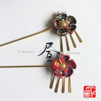 

[step], the original imported Japanese retro kimono and wind see colour cloth bathrobe cherry daily dish hair hair clasp cos