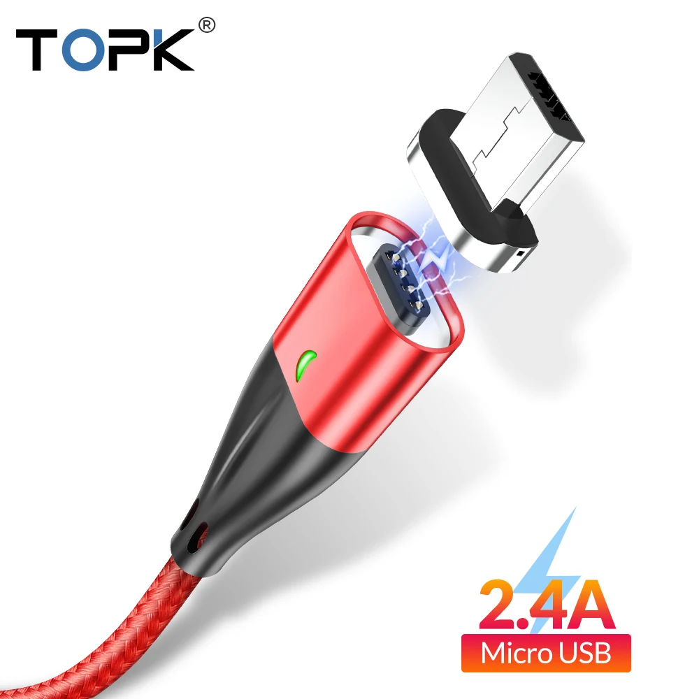 

TOPK 1M LED Magnetic Cable Micro Usb Fast Charging Micro Usb Cable Magnet Charger Data Charge Wire for Samsung Xiaomi Huawei