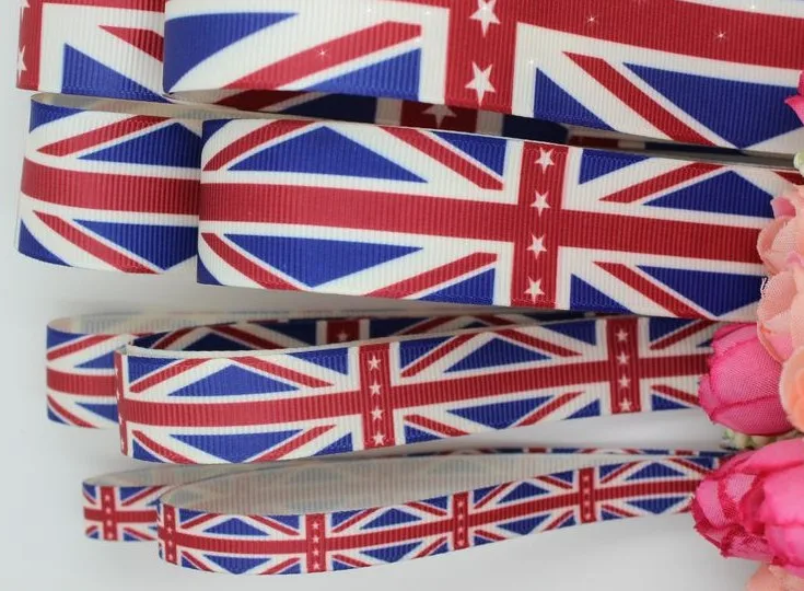 5/8" 16mm England flag Grosgrain Ribbon for gift hair ribbon bows