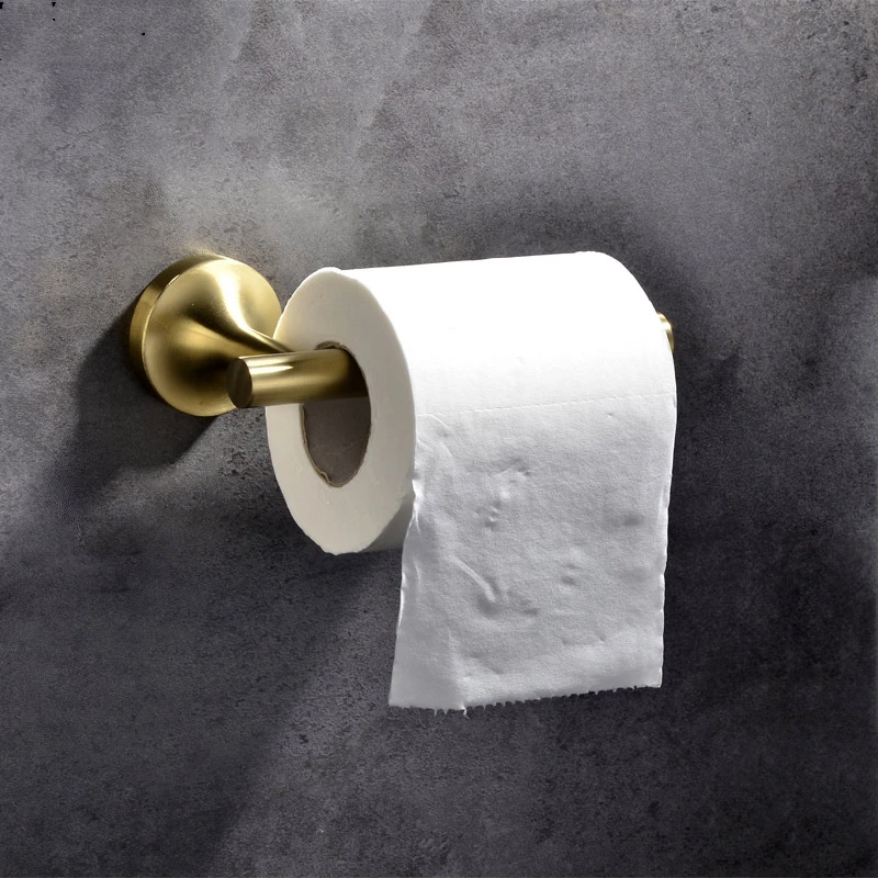 Bathroom Accessories Set 304 Stainless Steel Brass Gold Paper Holder Wall Mounted Toilet Roll Brushed Tissue Shelf | Обустройство