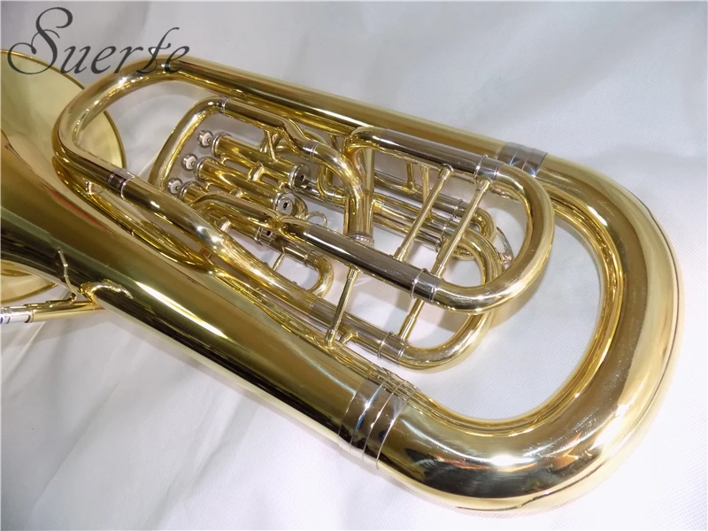 Bb Euphonium с чехлом из АБС 3 + 1 четыре поршня латунный лак музыкальные