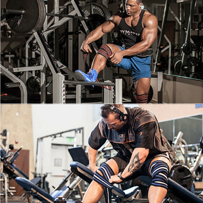  2 Pieces Professional Heavy Duty Weight Lifting Knee Support Compression Wraps for Weightlifting Po