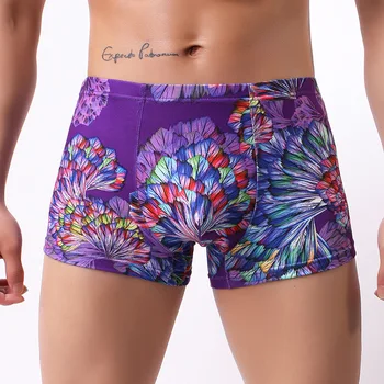 

Sexy Men Plus Size Fantasy Printed U Convex Pouch Boxer Seamless Smooth Breathable Underwear Gay Wear Low Rise G-string F9