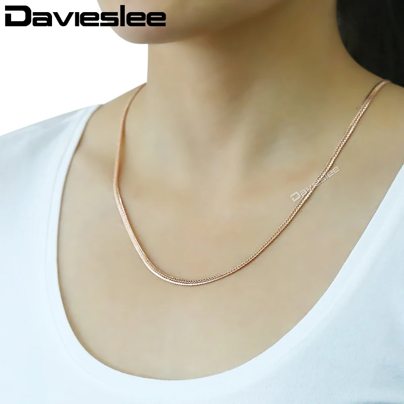 Davieslee мужское и женское ожерелье 585 розовое ожерелье из золотой цепочки для женщин с чеканным бордюром ювелирных изделий мм LGNM40