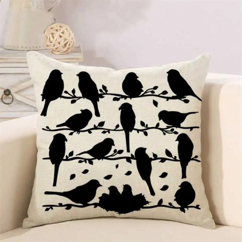 animal pillow case linen bird cushion cover (1)