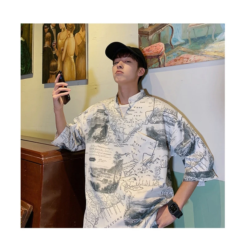 2019 летняя новая мужская повседневная футболка с длинными рукавами и принтом Harajuku уличная мода комплект спортивный костюм