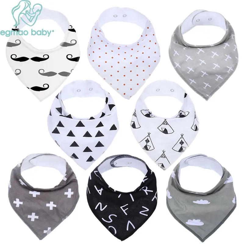 

8pcs/lot Bandana Drool Bibs Cotton Drool Bib for Teething Toddlers Infants Babies Bandana Bibs Saliva Towel For Newborns