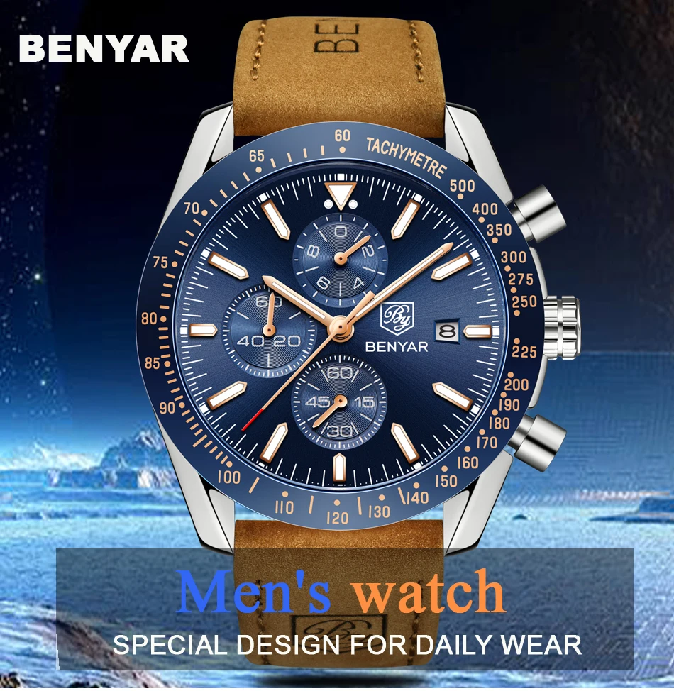 BENYAR 2021 New Men Watch Business Full Steel Quartz Top Brand Luxury Casual Waterproof Sports Male Wristwatch Relogio Masculino