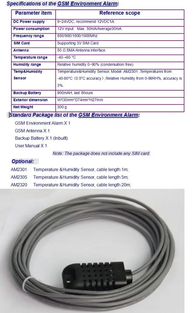 Датчик температуры и влажности AM2301 используется для GSM SMS регулятор влажности температуры RTU5023(только датчик