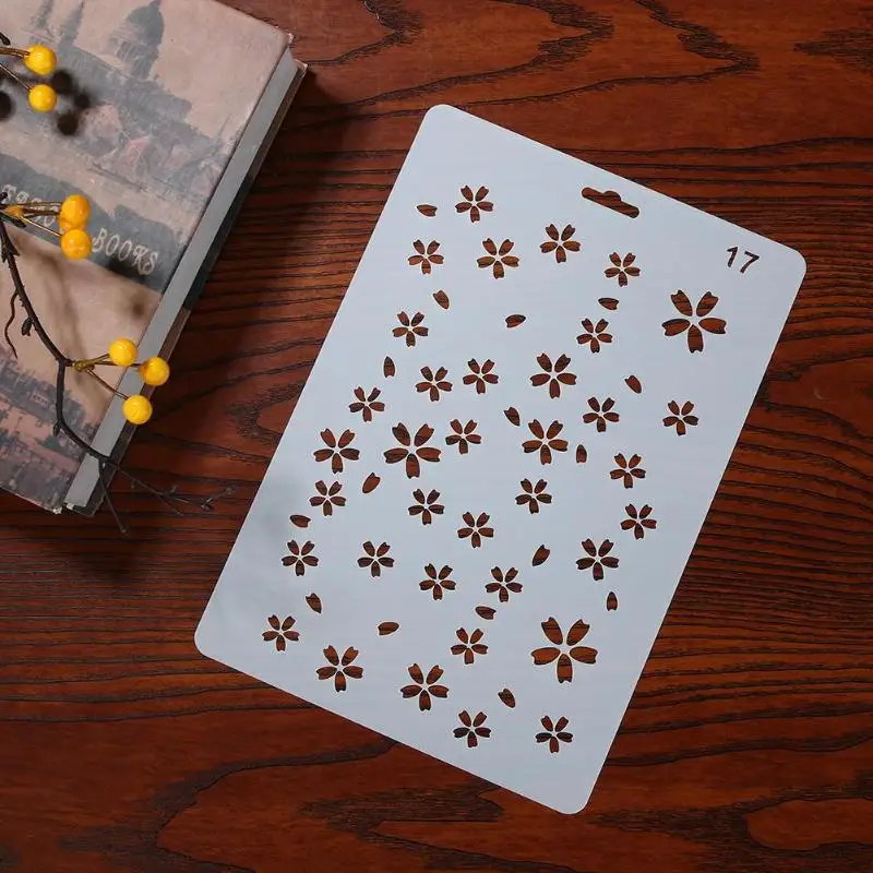 

Cherry Blossom Flower Pattern Hollow Template Plastic Stencils for DIY Scrapbooking Photo Album Decor Drawing Painting Card Tool