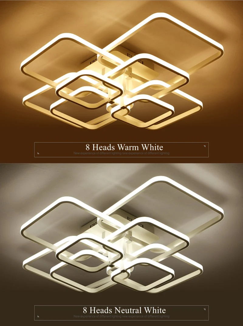 Современный AC85-265V с дистанционным управлением Cotrol светодиодный светильник, квадратные кольца, люстра для гостиной, спальни, домашнего освещения