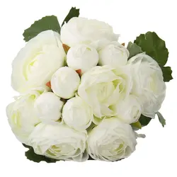 13 головы искусственный шелк ткань Камелия Цветок Свадебный букет вечерние декор с цветами, белый