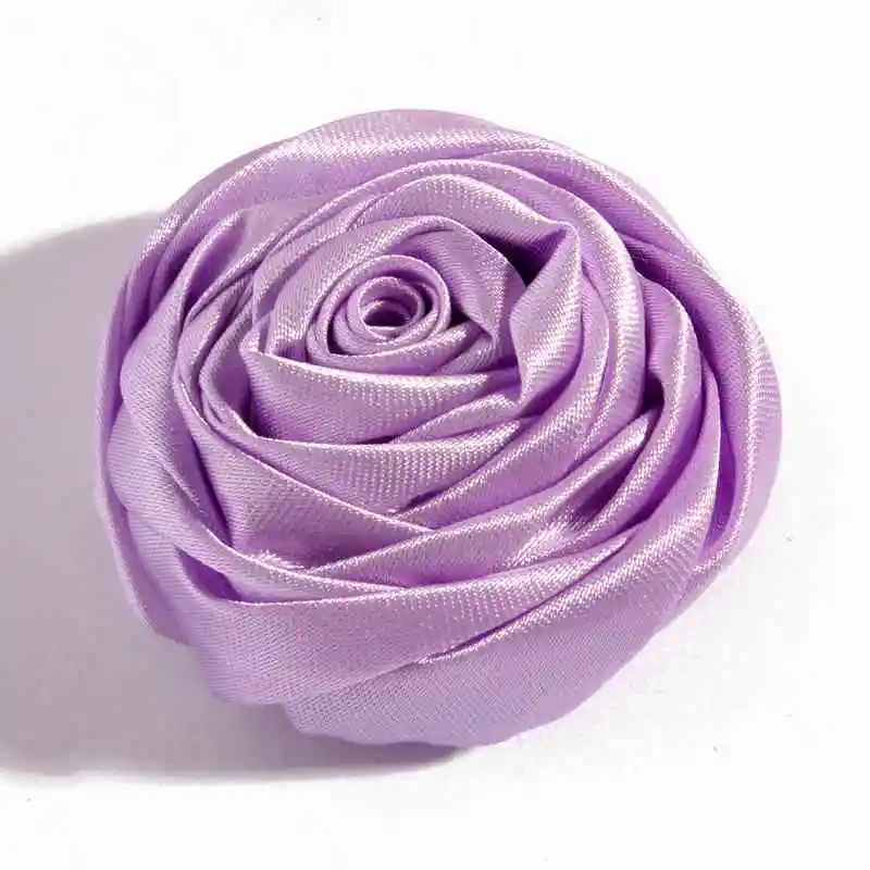 10pcs/lot 5cm 20colors Hair Clips Handmade Rolled Soft Satin Rose Flowers Artifcial Solid DIY Fabric Flowers For DIY Headband - Цвет: N