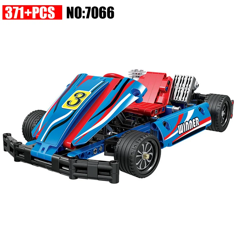 Победитель 7066 371 шт Technic Kart гоночный автомобиль строительные блоки Обучающие DIY