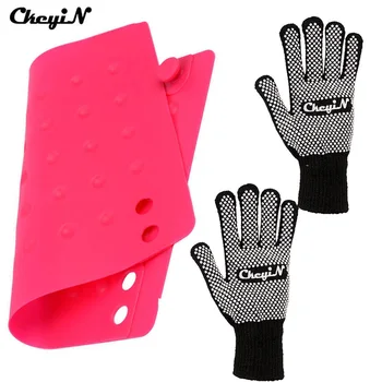 

Heat Proof Mat Soft Heat-resistant Mat for Curling Iron Hair Straightener Hairdressing Styling Accessory+2pcs Glove