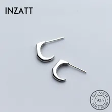 INZATT очаровательные 925 пробы серебряные минималистичные геометрические глянцевые серьги-гвоздики, модные ювелирные изделия, уникальный дизайн, женские серьги