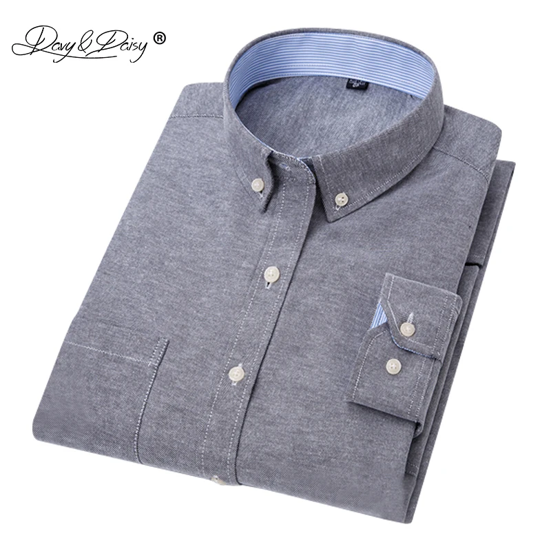 DAVYDAISY, новинка, весна-осень, мужские рубашки, бренд Оксфорд, длинный рукав, одноцветная, Повседневная рубашка, рабочая рубашка, camiseta masculina DS221
