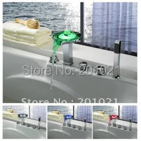 Color Changing LED bathtub faucet & Tub Faucet with Hand Shower (Chrome Finish)