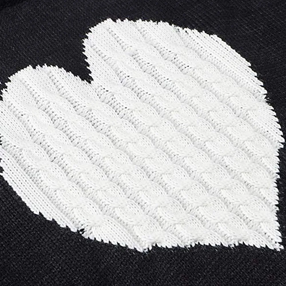 Women's Autumn Warm Sweater Heart Pattern Pull Femme Hiver Female O-Neck Casual Clothes Soft Long Sleeve Light&Comfort Sweater 