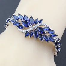 925 пробы серебра роскошный 8-Цвет Регулируемый браслет цепи Длина 19,5 см Синий Циркон Мода брелок