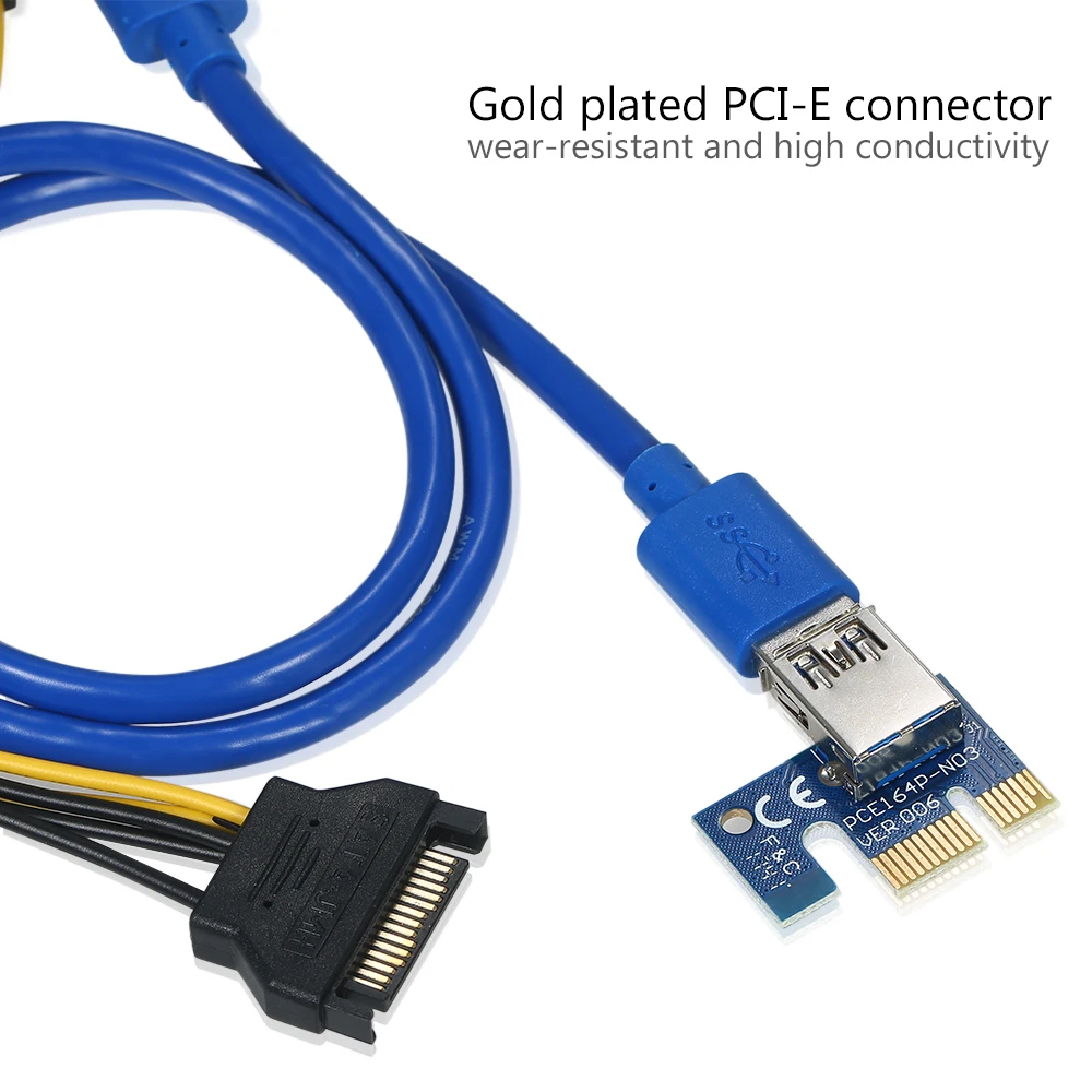 6-Pack мульти-интерфейс PCI-E 6pin Powered стояка адаптера 1x к 16x талии доска с 23.6in USB3.0 кабель-удлинитель