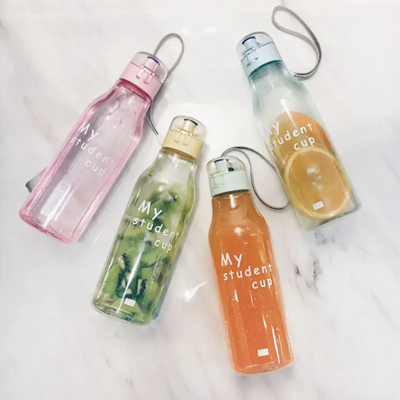 

4 Colors Simple Plastic Water Cup Fashion Drop-Proof Water Bottles Sports Fitness Running Portable Water Bottle