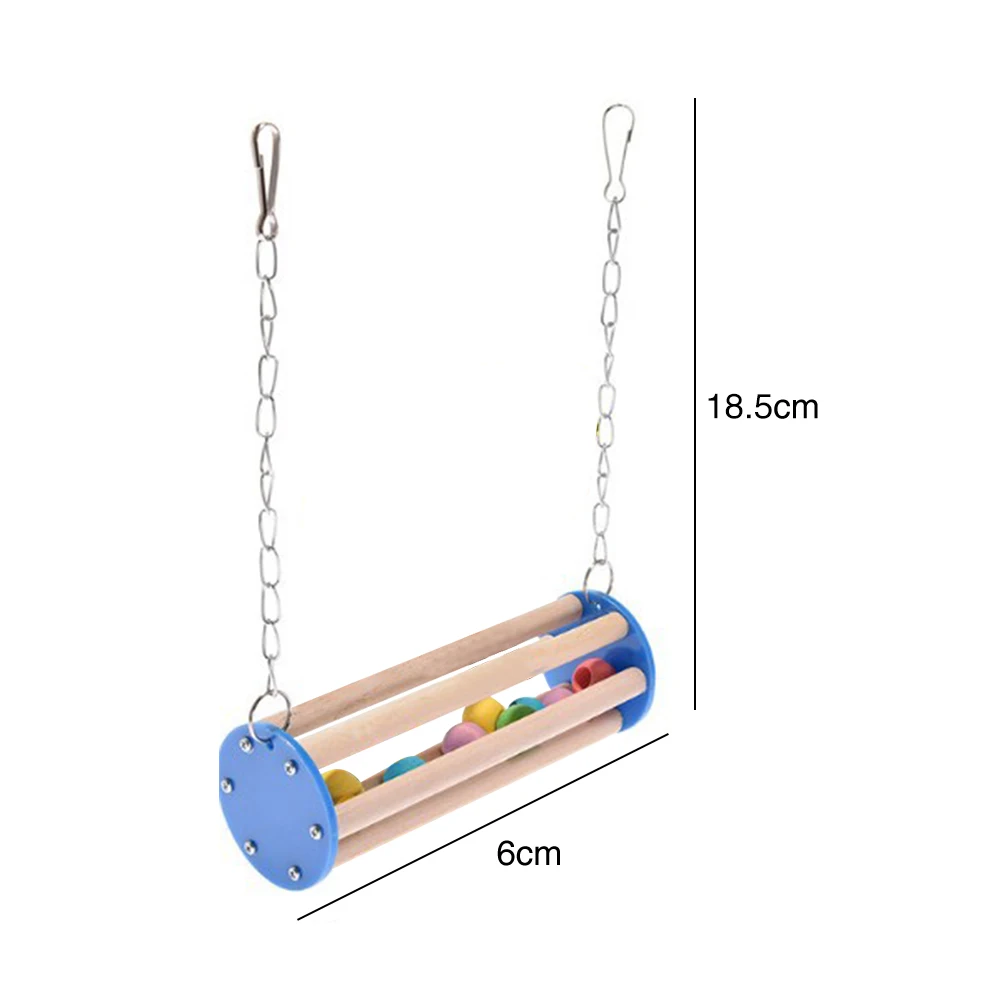 Cockatiel развлечения попугай пряжки прокатки шарики для жевания укуса домашних животных качели птицы Игрушка попугай портативный висячая деревянная отделка