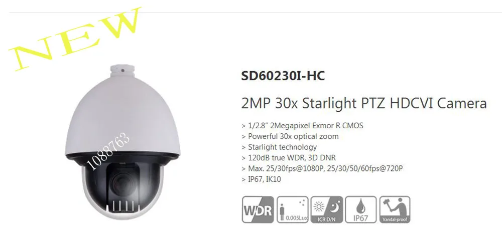 Free Shipping DAHUA CCTV HDCVI PTZ Camera 2MP 30x Starlight PTZ HDCVI Camera IP67 IK10 Without