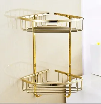 Новая роскошная настенная Золотая душевая корзина, полка для косметического Orgnizer, Золотая душевая корзина, держатель для ванной комнаты